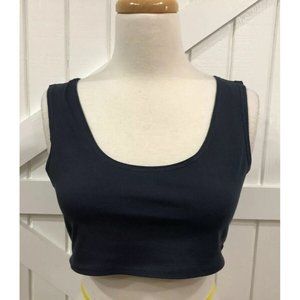 NWT Pretty Little Thing 10 Charcoal Blue Sleeveless Crop Tank Top Stretch Cotton
